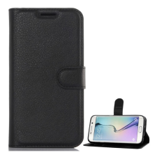 OEM Tok álló. bőr hatású (FLIP. oldalra nyíló. asztali tartó. prémium) FEKETE tok és táska