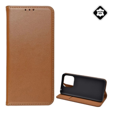 OEM Tok álló. valódi bőr (FLIP. oldalra nyíló. asztali tartó) BARNA tok és táska