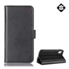 OEM Tok álló. valódi bőr (FLIP. oldalra nyíló. asztali tartó) FEKETE tok és táska