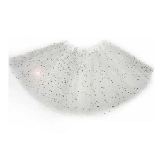 OEM Tüll szoknya Tütü fehér színes glitterrel ~30 cm