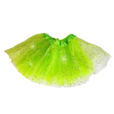 OEM Tüll szoknya Tütü neon zöld, színes glitterrel ~30 cm