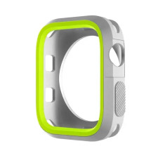 OEM Twin Apple Watch szilikon tok 45mm ezüst/zöld okosóra kellék