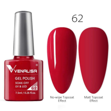OEM Venalisa Gél lakk 62 - Mélyvörös - 7,5 ml lakk zselé