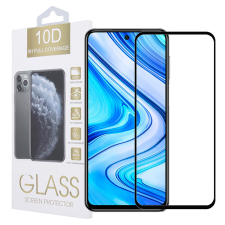 OEM Xiaomi Redmi Note 9 Pro / Note 9S üvegfólia, tempered glass, előlapi, 10D, edzett, hajlított, fekete kerettel mobiltelefon kellék