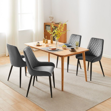  Ofcasa Műbőr Bársony Étkezőszék – Fém Lábakkal, Szürke bútor