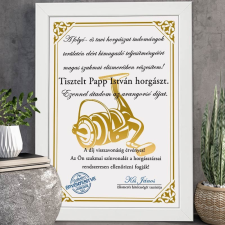 Oklevél horgászoknak A3 - Aranyorsó díj grafika, keretezett kép