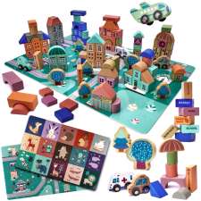  Oktatási fa blokkok puzzle autók 181 db fajáték