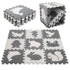 Oktató habszivacs puzzle szőnyeg gyerekeknek szürke 85 x 85 cm 9 darab puzzle, kirakós