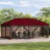  Oldalfalas pavilon 6 x 3 m Burgundi Poliészter és acél 190