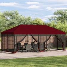  Oldalfalas pavilon 6 x 3 m Burgundi Poliészter és acél 190 kerti tárolás