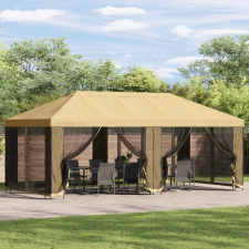  Oldalfalas pavilon 6 x 3 m Krémszínű Poliészter és acél 190 kerti tárolás