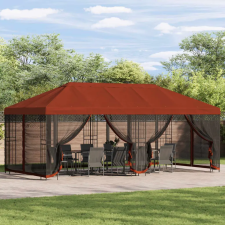  Oldalfalas pavilon 6 x 3 m Terrakotta Poliészter és acél 190 kerti tárolás