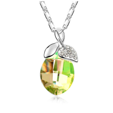 Ölelő levélke - borostyán- Swarovski kristályos nyaklánc