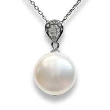 One pearl - Swarovski gyöngyös ezüst nyaklánc - Coin Pearl fehér nyaklánc
