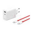 OnePlus SUPERVOOC hálózati töltő USB+Type-C aljzat (120W, PD gyorstöltő + Type-C kábel) FEHÉR (5461100631)