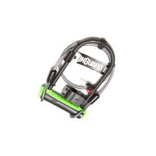 ONGUARD Neon U-lakat, 230x115x13 mm, vázkonzollal, 1200x10 mm-es sodronnyal, fekete-zöld kerékpár lakat