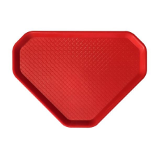 . Önkiszolgáló tálca, háromszögletű, műanyag, éttermi, piros, 47,5x34 cm konyhai eszköz