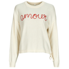 Only Pulóverek ONLKATIA LS TEXT Fehér EU XL női pulóver, kardigán