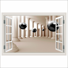  Öntapadó és mosható falfestmény Ablakoszlopok és golyók, absztrakt, 300 x 200 cm tapéta, díszléc és más dekoráció