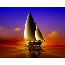  Öntapadó és mosható falfestmény Cruise. jacht, naplemente, 250 x 200 cm tapéta, díszléc és más dekoráció