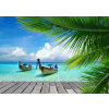  Öntapadó és mosható falfestmény Csónakok pálmafák között, 250 x 200 cm