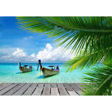  Öntapadó és mosható falfestmény Csónakok pálmafák között, 250 x 200 cm tapéta, díszléc és más dekoráció