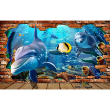  Öntapadó és mosható falfestmény Escape of delfinek, 300 x 250 cm tapéta, díszléc és más dekoráció