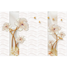  Öntapadó és mosható falfestmény Fehér márvány virágok, absztrakt, 200 x 150 cm tapéta, díszléc és más dekoráció