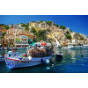  Öntapadó és mosható falfestmény Görög falu a tenger mellett, 250 x 200 cm