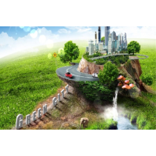  Öntapadó és mosható falfestmény Green City, 250 x 200 cm tapéta, díszléc és más dekoráció