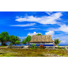  Öntapadó és mosható falfestmény Ház Kiribatiból, 300 x 250 cm tapéta, díszléc és más dekoráció