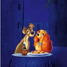  Öntapadó és mosható falfestmény Lady and the Tramp, 150 x 205 cm tapéta, díszléc és más dekoráció