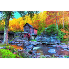  Öntapadó és mosható falfestmény Ősz az erdőben malommal, 250 x 150 cm tapéta, díszléc és más dekoráció