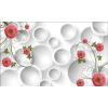  Öntapadó és mosható falfestmény Piros bazsarózsa és körök, 300 x 200 cm