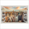  Öntapadó és mosható falfestmény Window Sunset over New York City, 300 x 200 cm