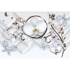  Öntapadó és mosható falikép Orchideák pillangóval, 350 x 200 cm tapéta, díszléc és más dekoráció