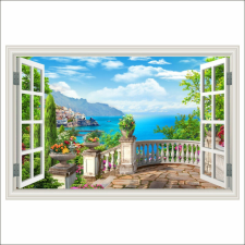  Öntapadó falfestmény Window Italy Village, terasz, nagy, 200 x 135 cm tapéta, díszléc és más dekoráció