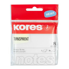  Öntapadó jegyzettömb, 75x75 mm, 75 lap, KORES, áttetsző post-it