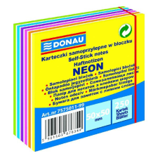 Öntapadó jegyzettömb DONAU 50x50 mm 250 lap vegyes neon színek 11 rétegű post-it