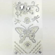  Öntapadó strassz pillangós 8cm x 15cm dekorációs kellék