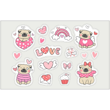  Öntapadós állatos-pug matrica csomag matrica