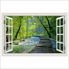  Öntapadós fotótapéta Ablak Fahíd, erdő, Plitvicei park, 200 x 135 cm tapéta, díszléc és más dekoráció