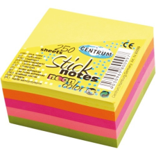  Öntapadós jegyzettömb Centrum Stick Notes 51x51 mm 250 lapos neon vegyes színek post-it