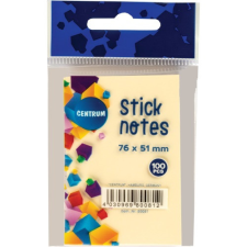 Öntapadós jegyzettömb Centrum Stick Notes 51x76 mm, 100 lapos, pasztel sárga post-it