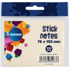 Öntapadós jegyzettömb Centrum Stick Notes 76x102 mm, 100 lapos, pasztel sárga post-it