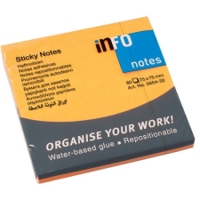 Öntapadós jegyzettömb Info Notes 75x75 mm 80 lapos élénk narancssárga post-it
