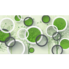  Öntapadós tapéta Fák fehér és fekete körökkel, 250 x 200 cm tapéta, díszléc és más dekoráció