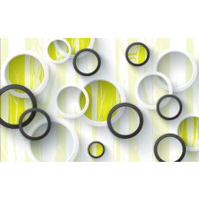  Öntapadós tapéta Fehér és fekete körök, 200 x 150 cm tapéta, díszléc és más dekoráció