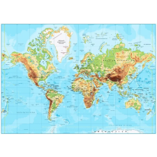  Öntapadós tapéta Fizikai világtérkép, 400 x 250 cm tapéta, díszléc és más dekoráció