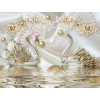  Öntapadós tapéta Hattyúk, arany virágok, 250 x 150 cm